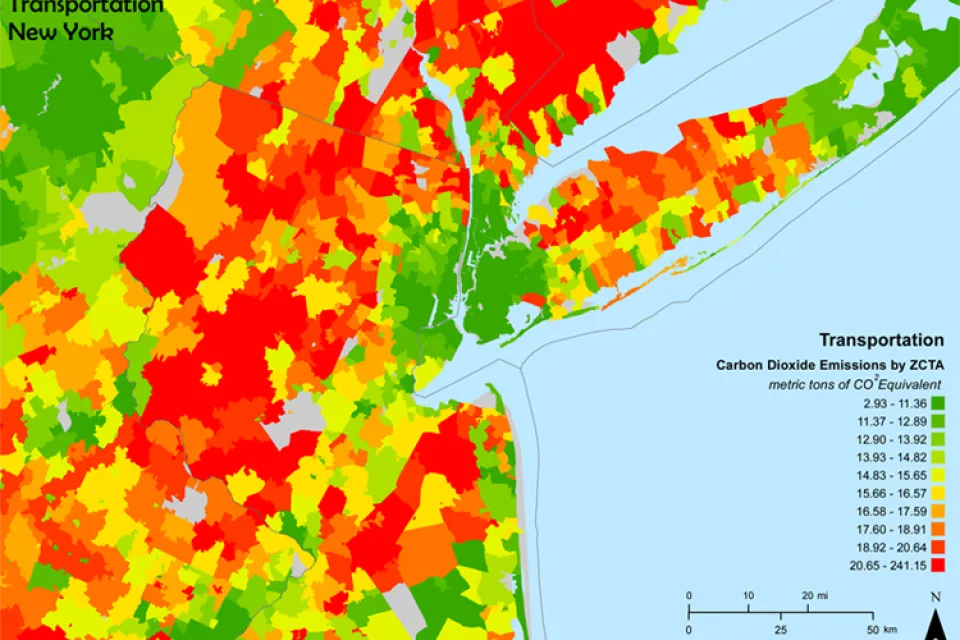 New York transportation carbon footprint map